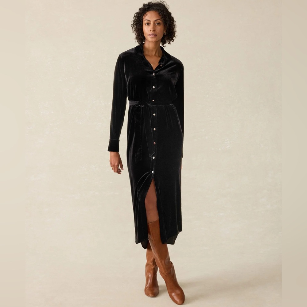 Faherty Black Velvet Riley Dress